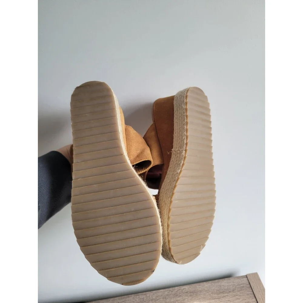 Joie Brown Women's Size 9 Wedge Suede Sandals Heels Espadrille